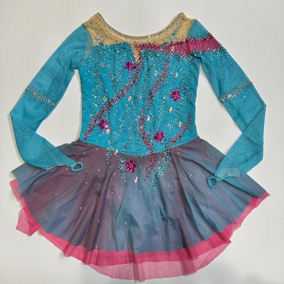 Used twice Figure Skating Dress Size 10 (5~8T) with Hair Scrunchies (120~130cm) - Picture 4 of 10